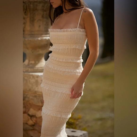 House of CB Solana Ivory Sequin Pleat Maxi Dress - Picture 13 of 16